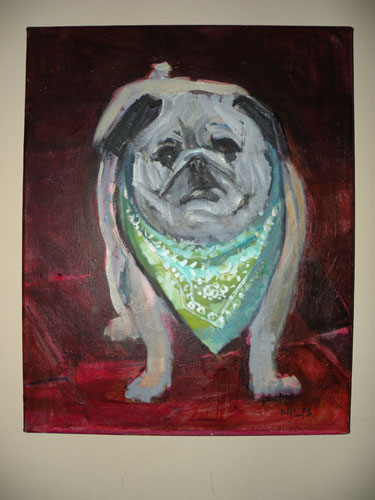 Pug Oil Painting