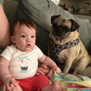 A girl and her pug